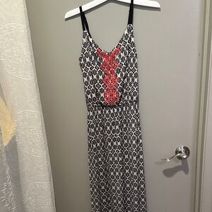 Maurices Black and White Maxi Dress with Red Detail